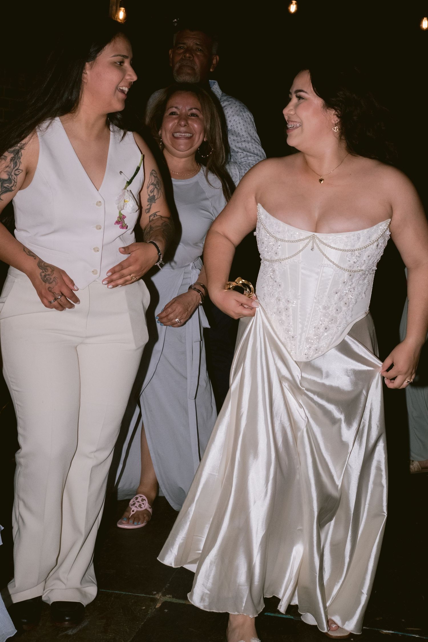 Two brides at their backyard wedding in Denton, TX