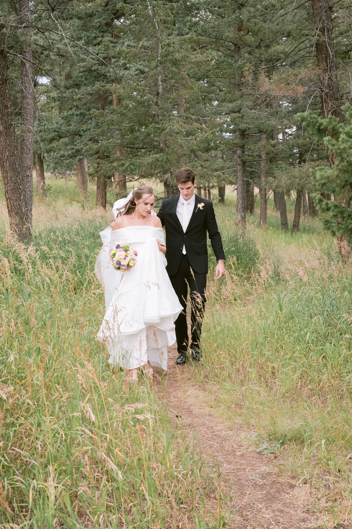 A newlywed couple at their wedding at Christie's of Genesee in Golden, Colorado.