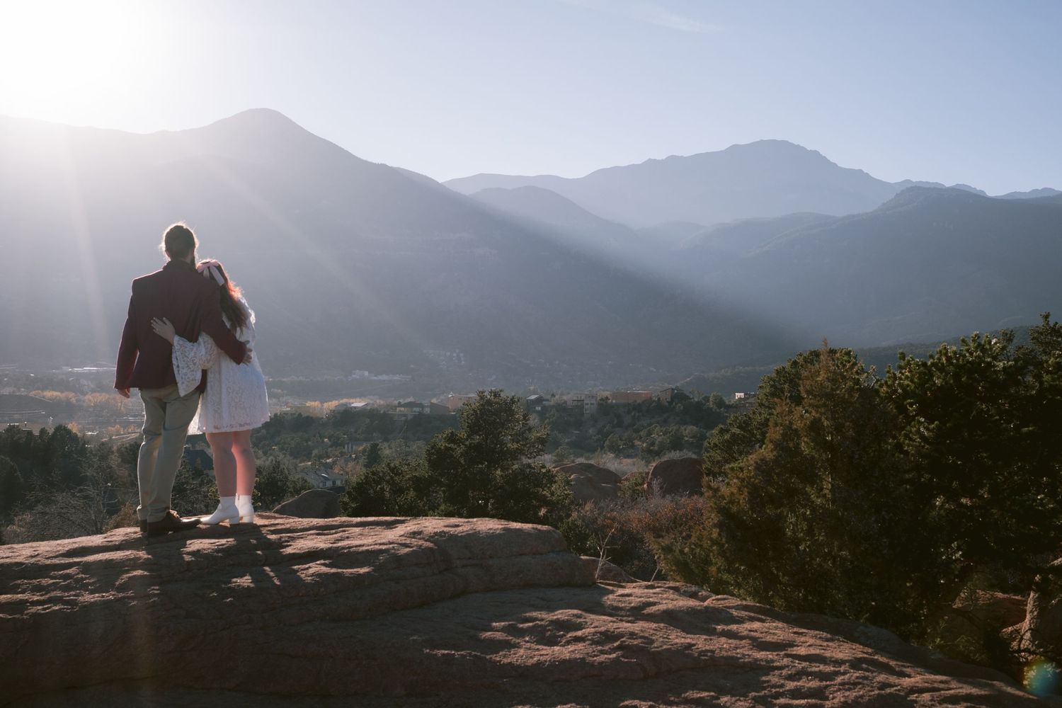 Newlyweds at their elopement at Garden of the Gods Park in Colorado, Springs, Colorado.