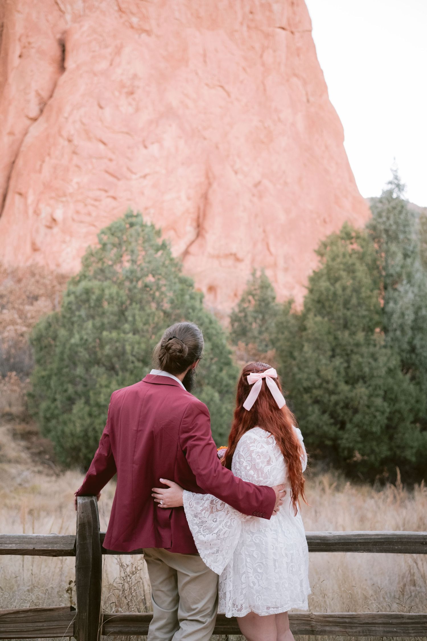 Newlyweds at their elopement at Garden of the Gods Park in Colorado, Springs, Colorado.