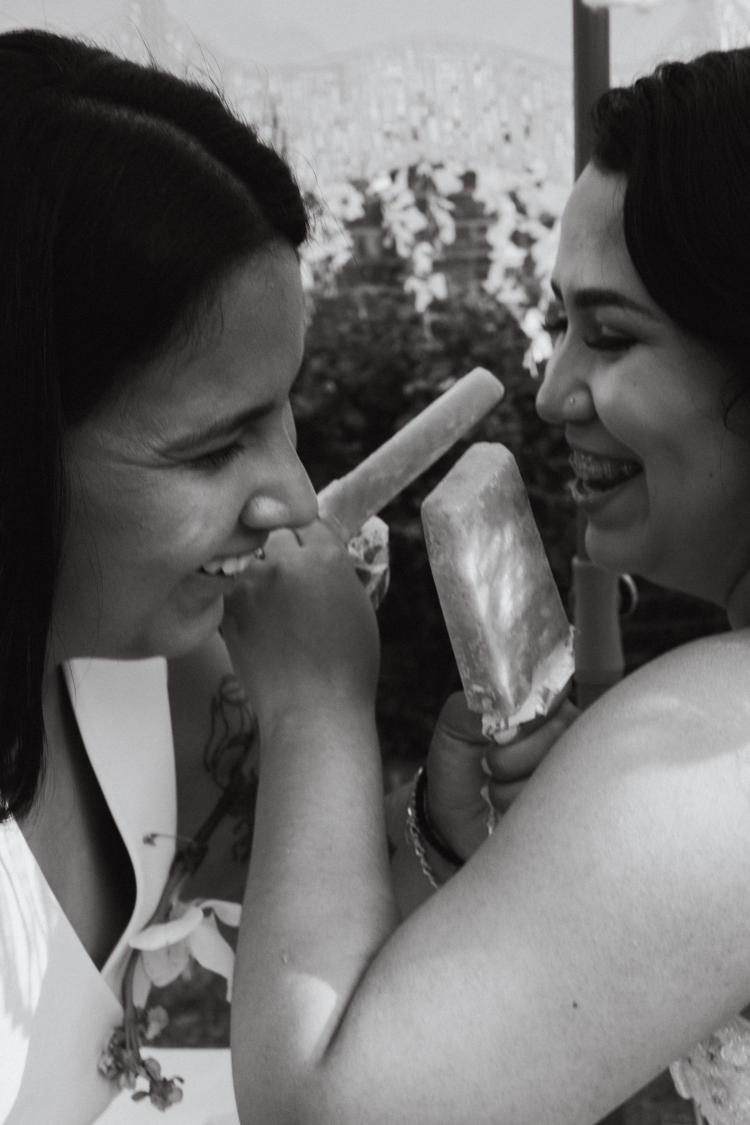 Two brides at their backyard wedding in Denton, TX