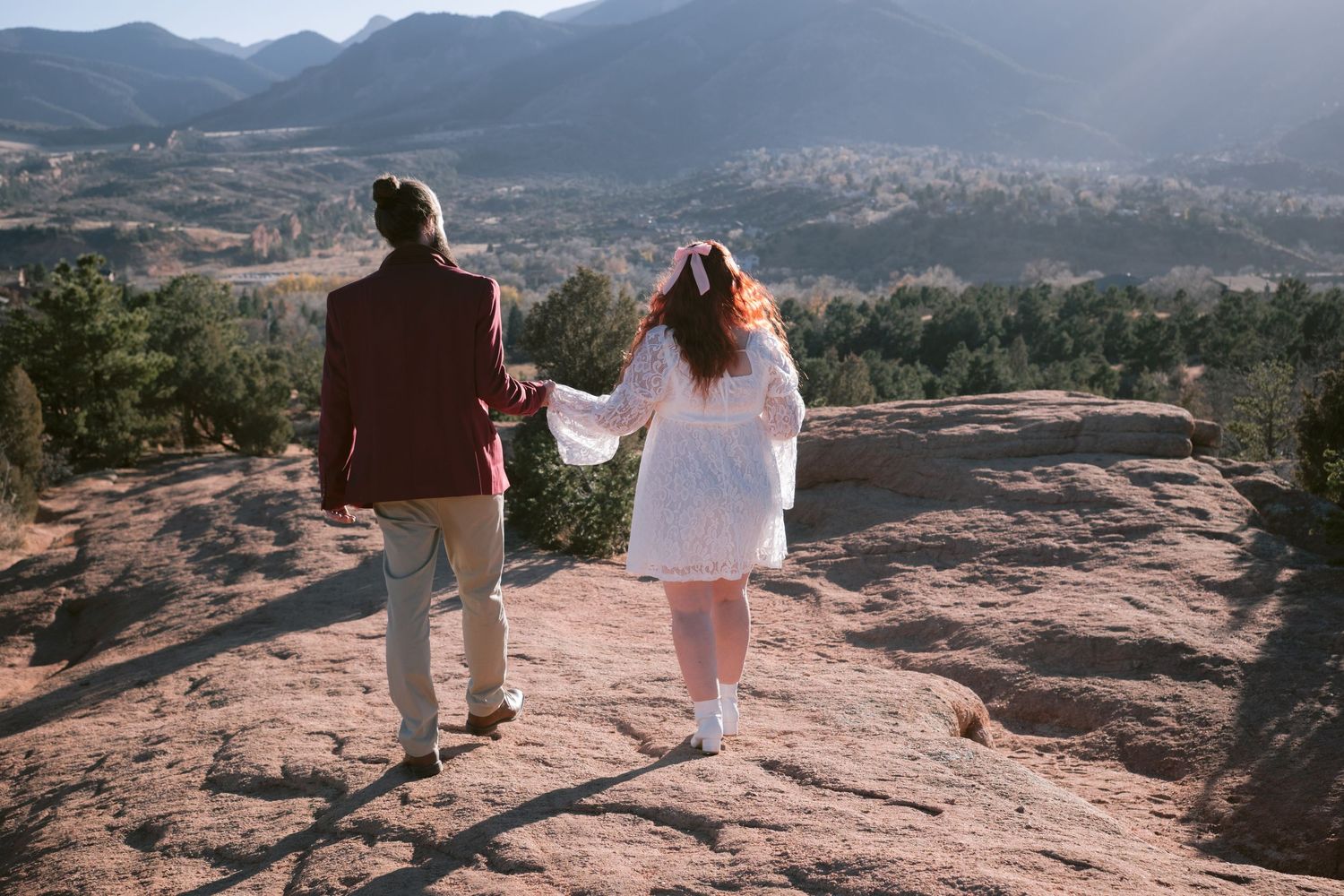 Newlyweds at their elopement at Garden of the Gods Park in Colorado, Springs, Colorado.