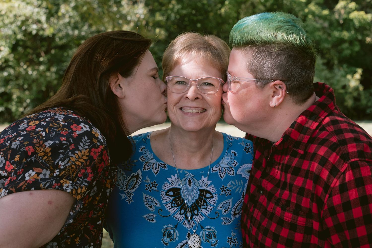 Two sisters and their mom at Trinity Park in Fort Worth, TX