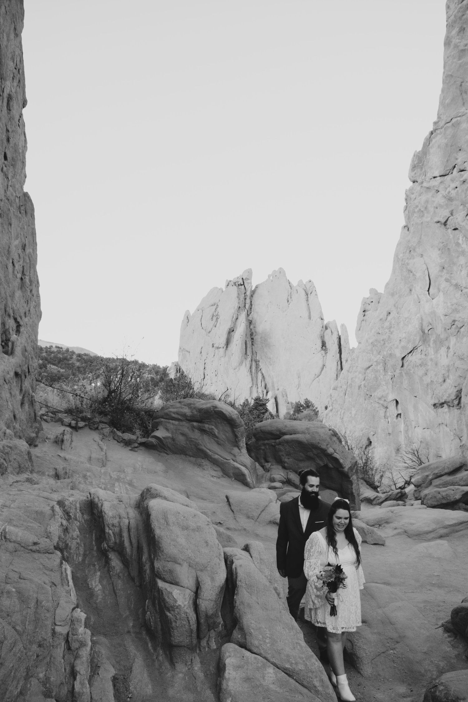 Newlyweds at their elopement at Garden of the Gods Park in Colorado, Springs, Colorado.
