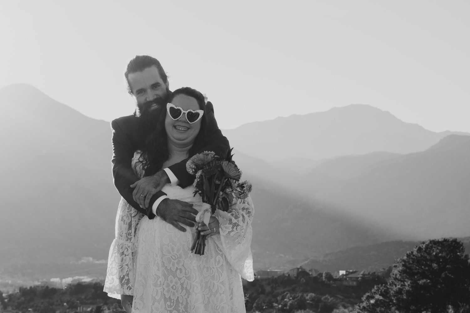 Newlyweds at their elopement at Garden of the Gods Park in Colorado, Springs, Colorado.