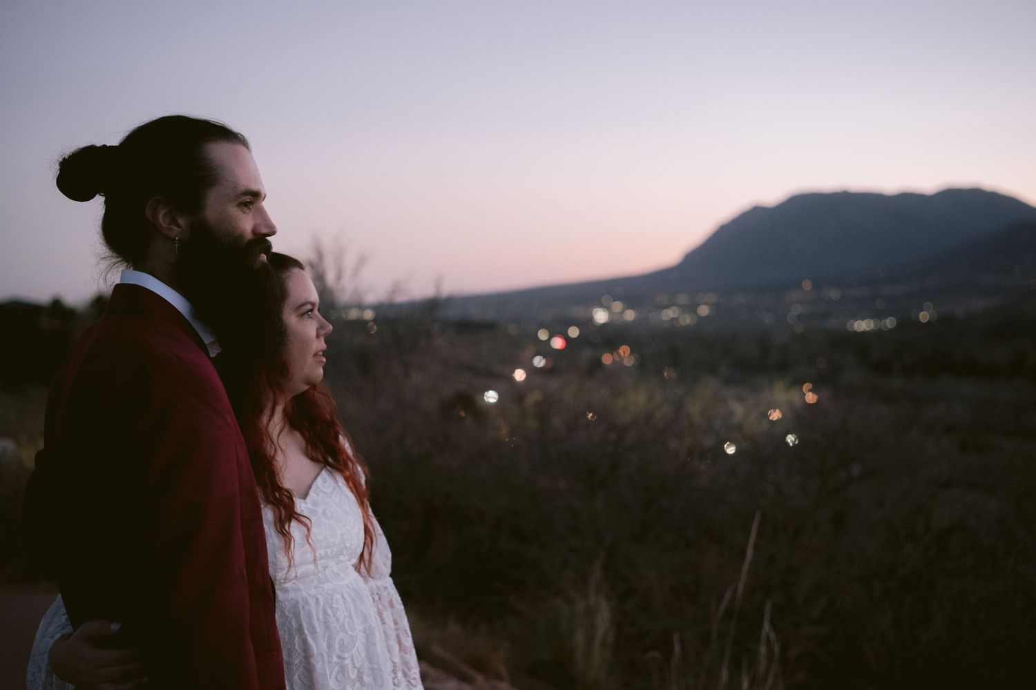 Blue hour photo from an elopement at Garden of the Gods Park in Colorado, Springs, Colorado.