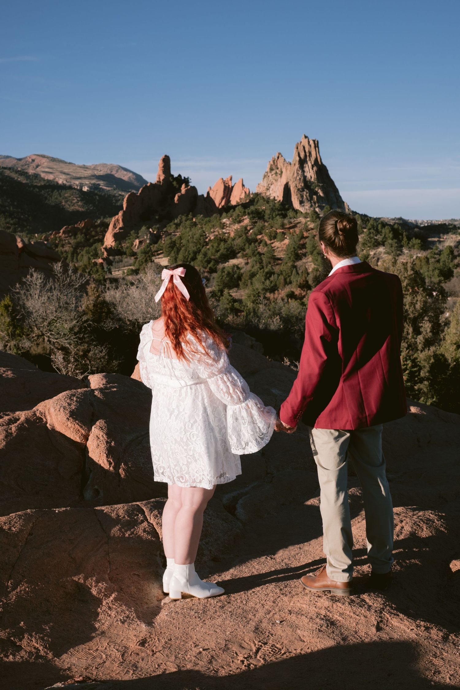 Newlyweds at their elopement at Garden of the Gods Park in Colorado, Springs, Colorado.