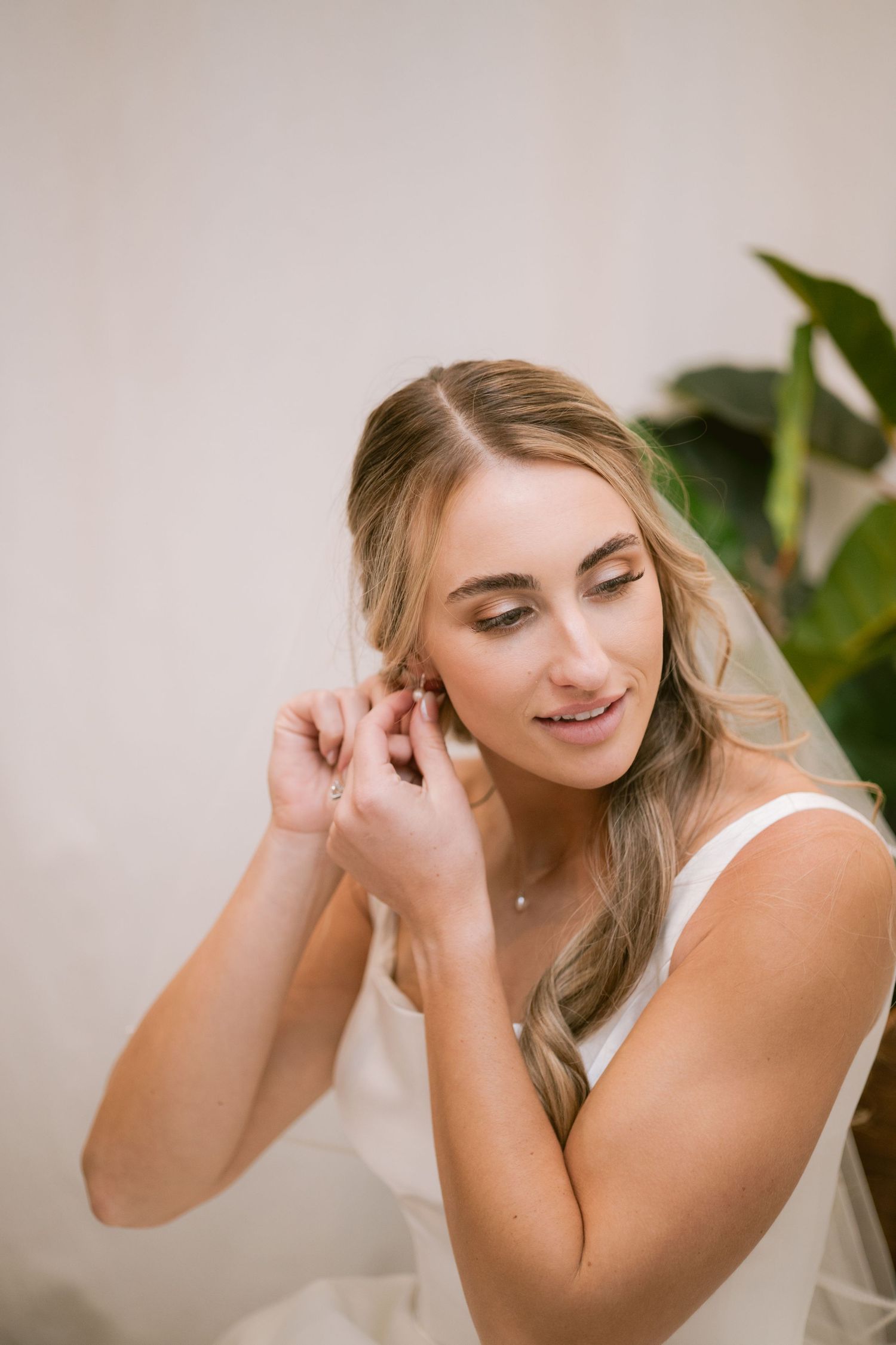 A bride getting ready for her ceremony at Clay Venues in Colorado Springs, CO.