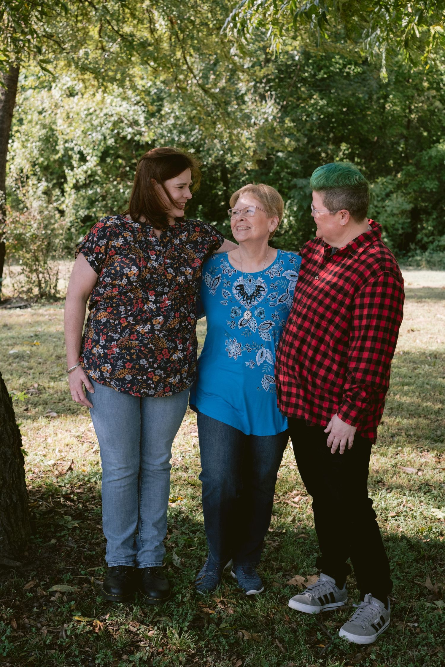 Two sisters and their mom at Trinity Park in Fort Worth, TX