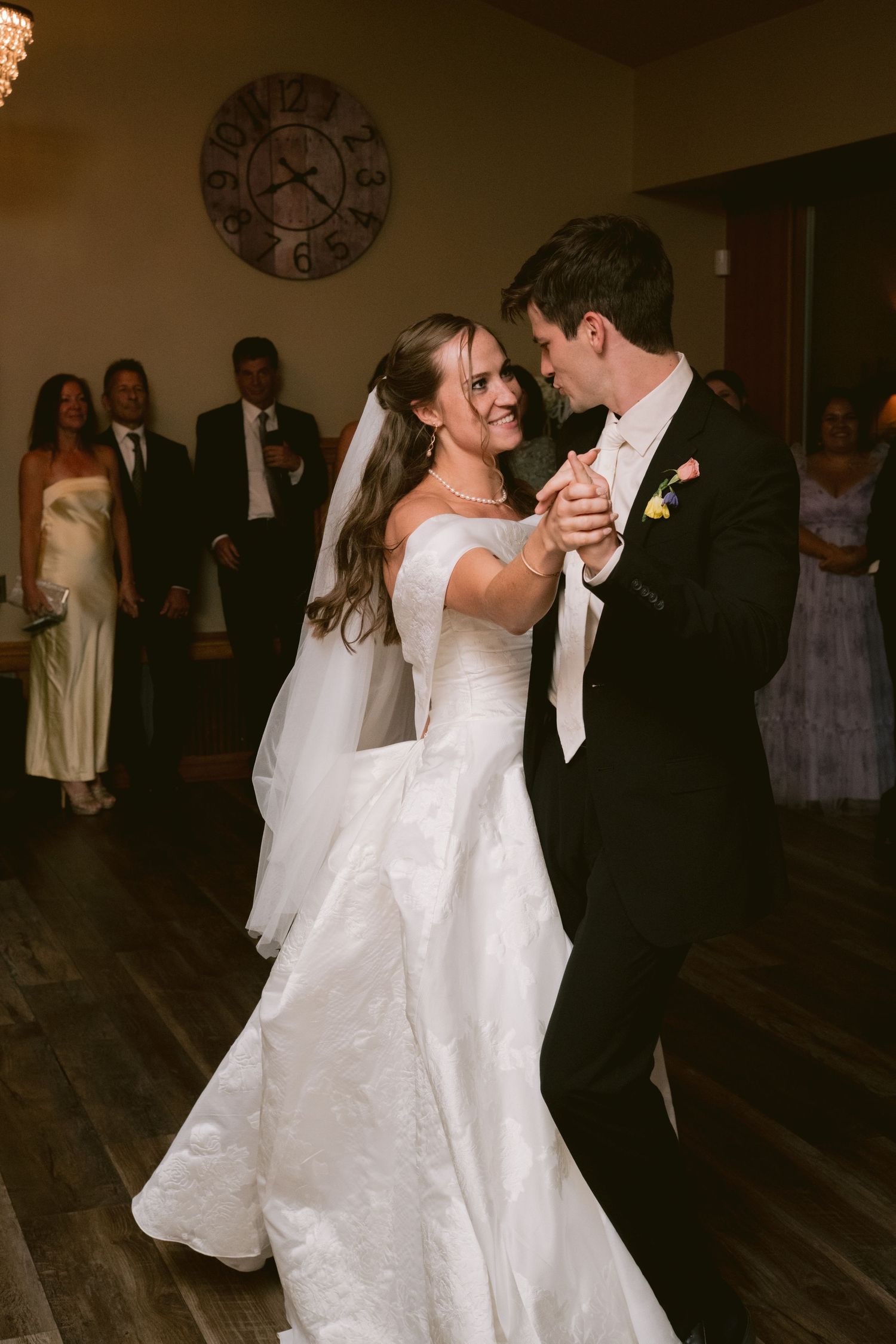 A newlywed couple at their first dance at Christie's of Genesee in Golden, Colorado