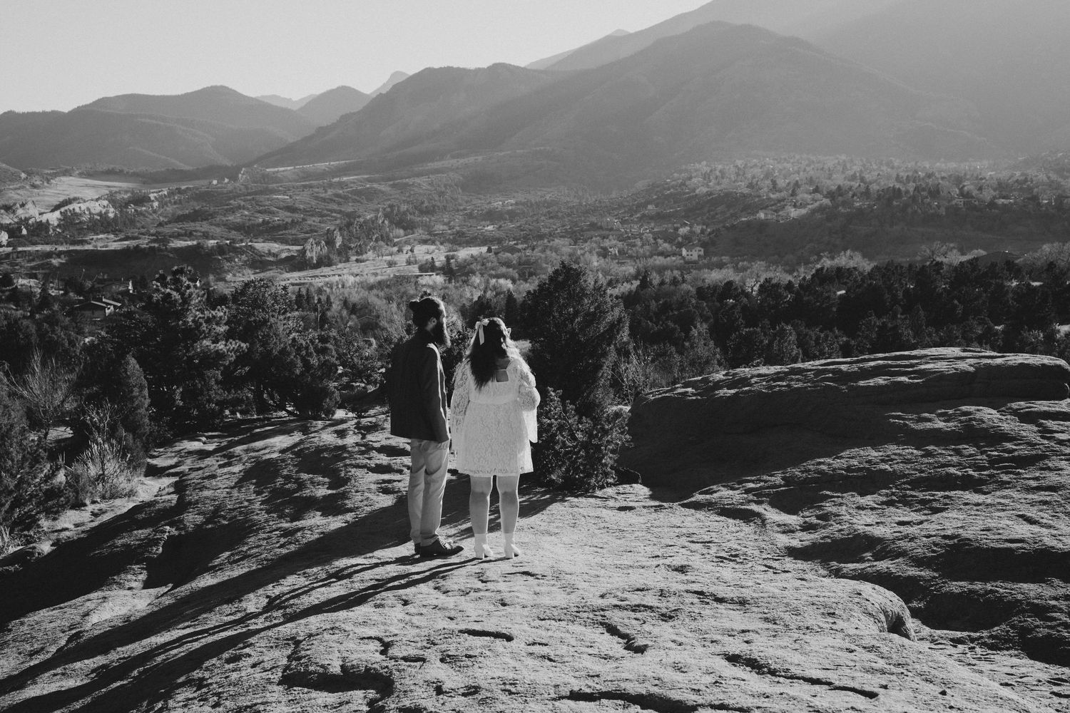 Newlyweds at their elopement at Garden of the Gods Park in Colorado, Springs, Colorado.