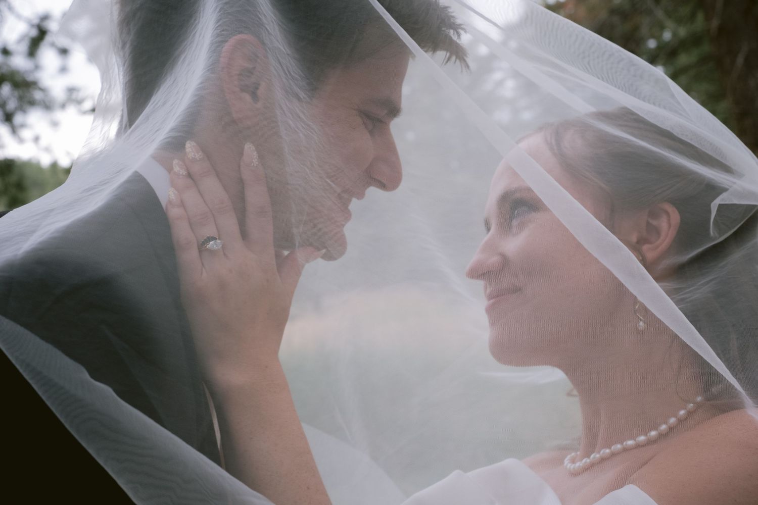A newlywed couple at their wedding at Christie's of Genesee in Golden, Colorado.