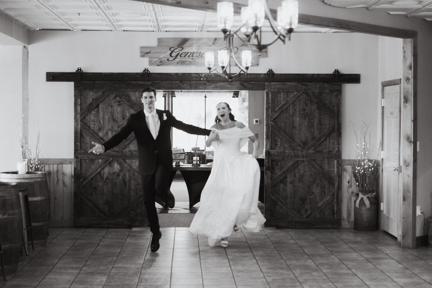 A newlywed couple at their wedding at Christie's of Genesee in Golden, Colorado.