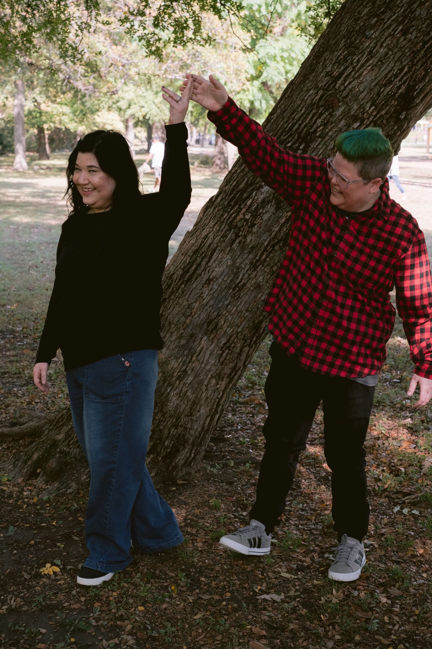 A couple dancing in a park in Fort Worth, TX