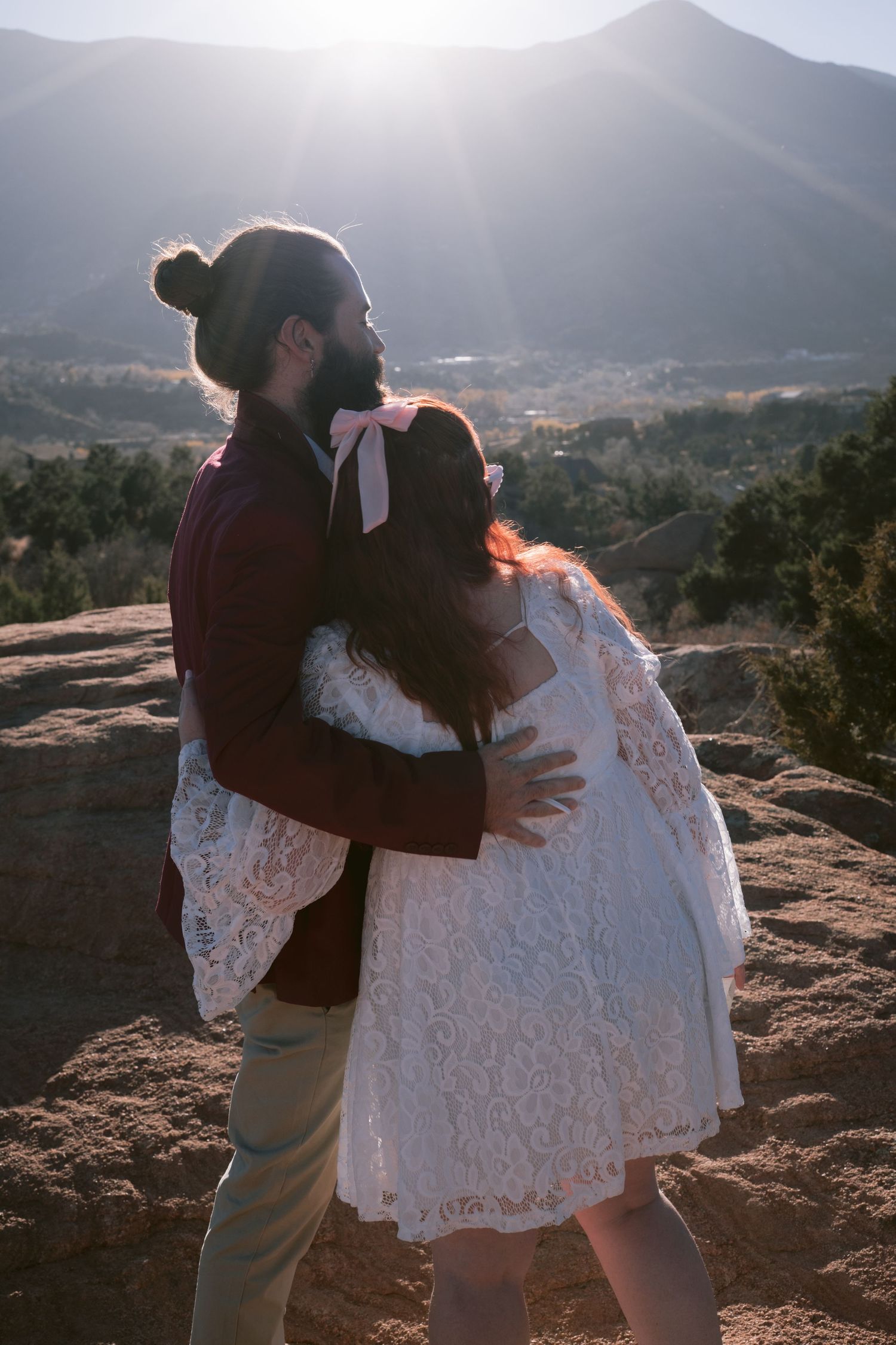 Newlyweds at their elopement at Garden of the Gods Park in Colorado, Springs, Colorado.