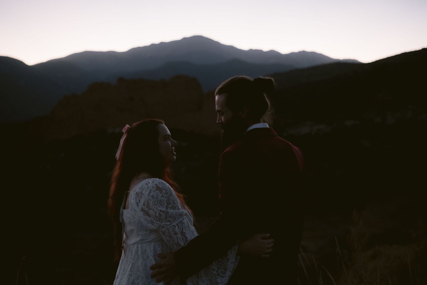 Blue hour photo from an elopement at Garden of the Gods Park in Colorado, Springs, Colorado.