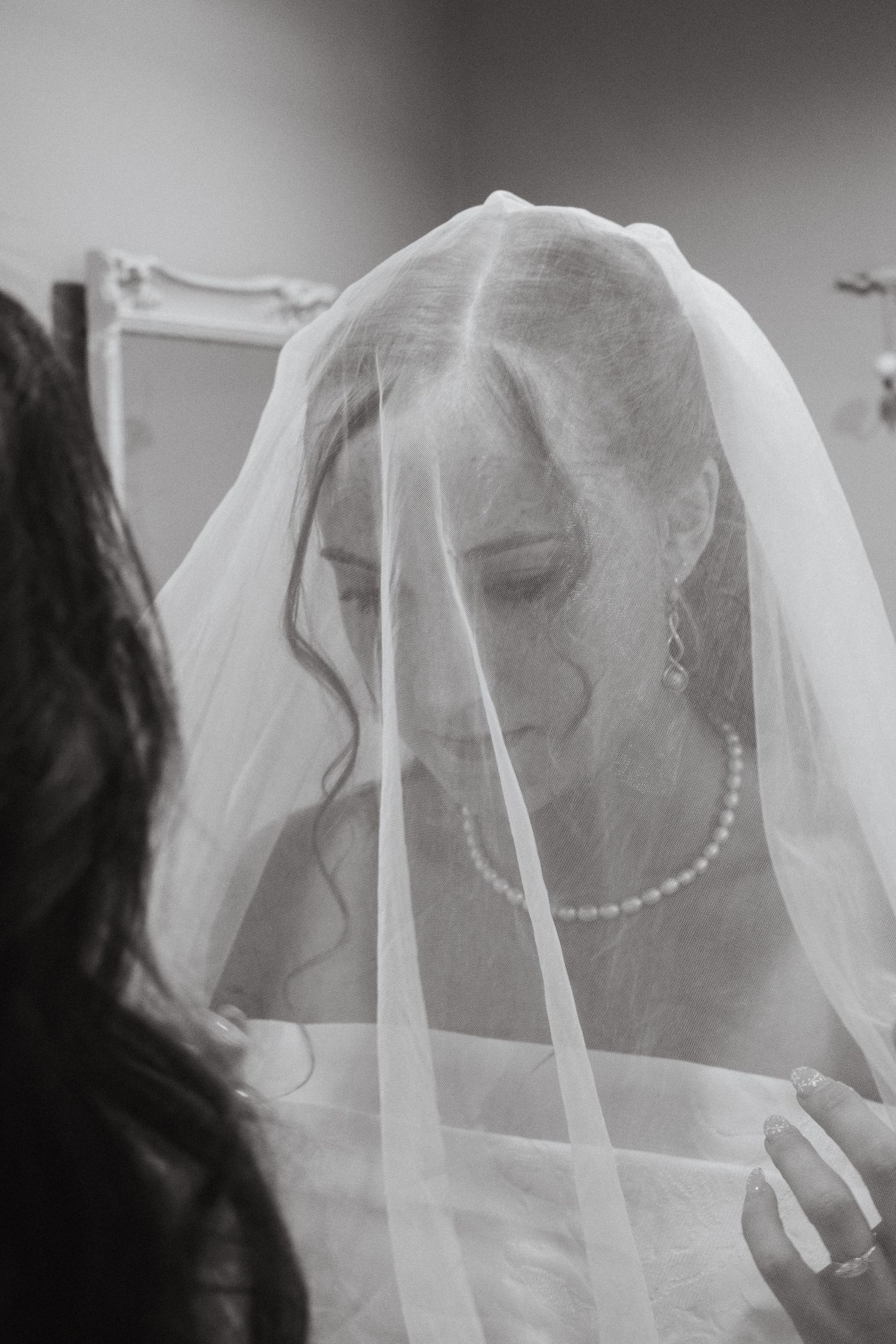A bride preparing to walk down the aisle