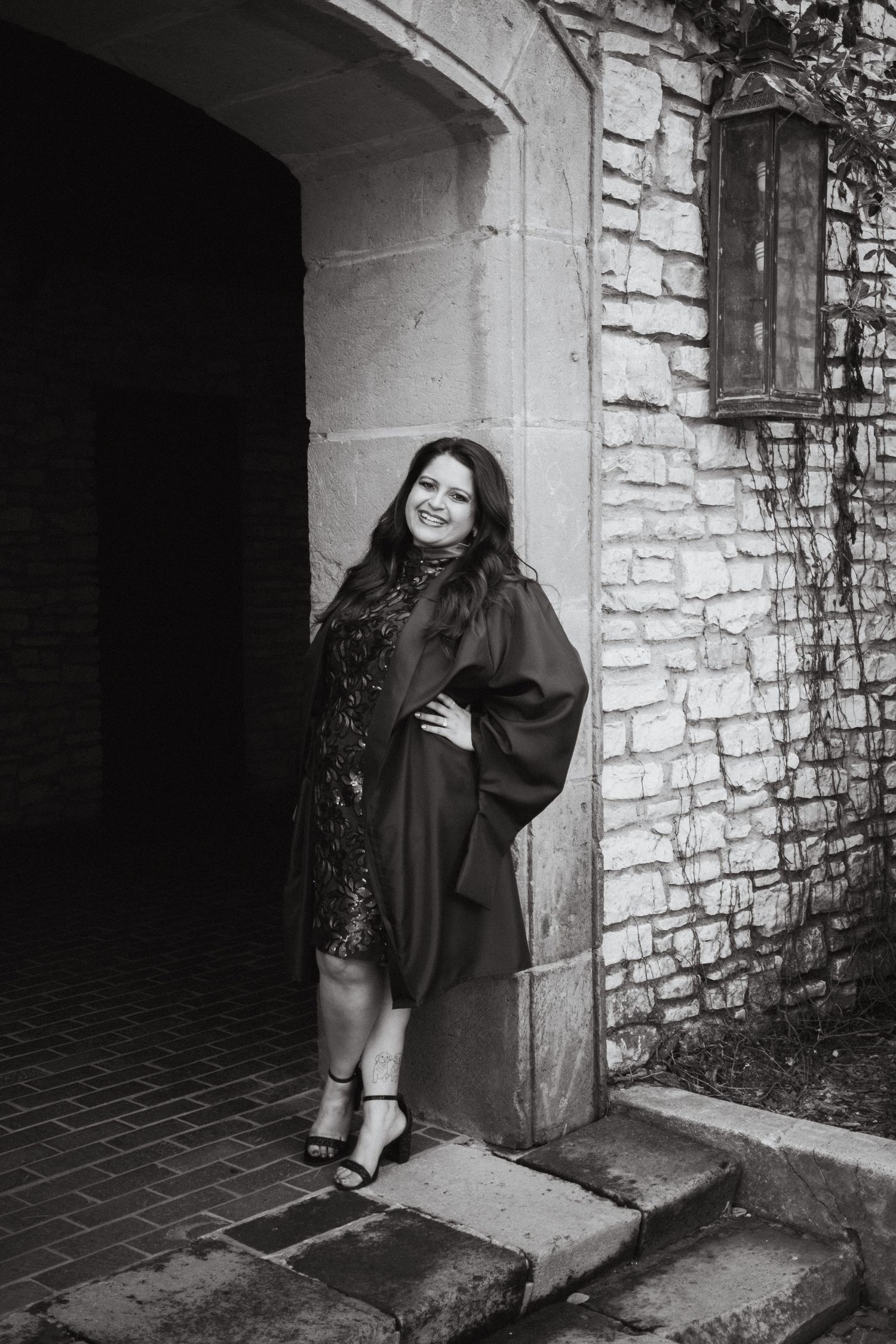 A graduate at the Mandalay Canal Walk in Las Colinas, TX