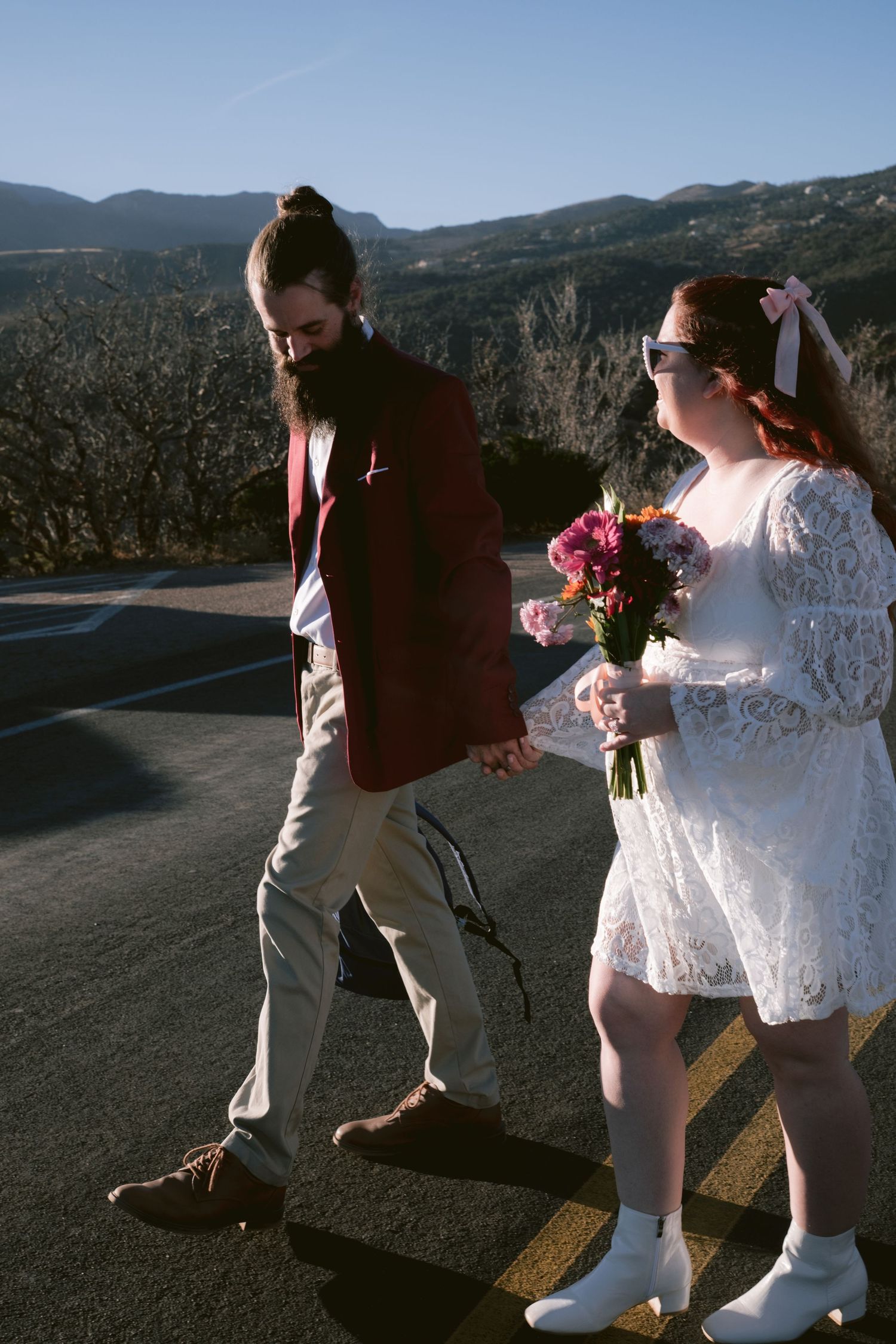 Newlyweds at their elopement at Garden of the Gods Park in Colorado, Springs, Colorado.
