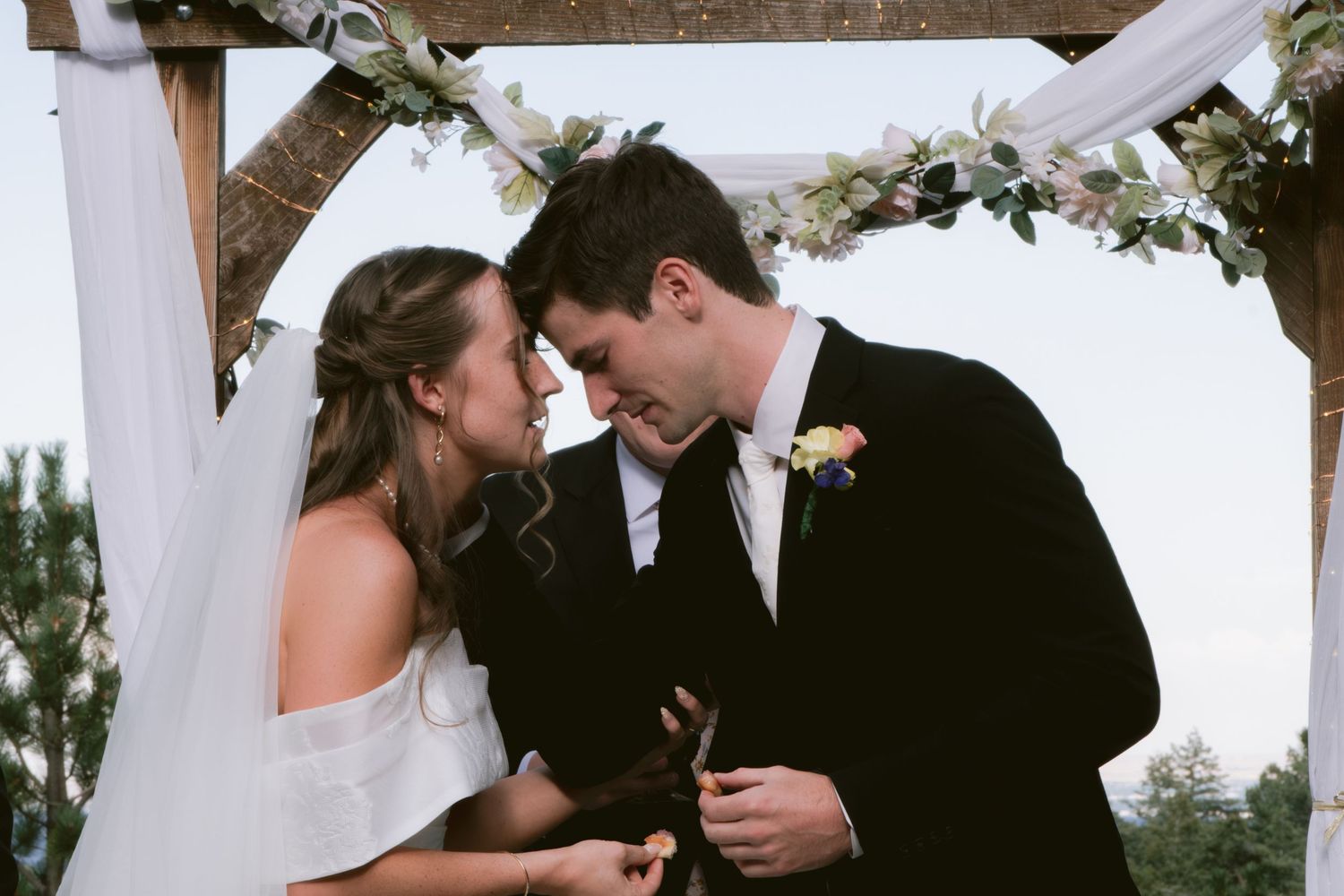A newlywed couple at their wedding at Christie's of Genesee in Golden, Colorado.