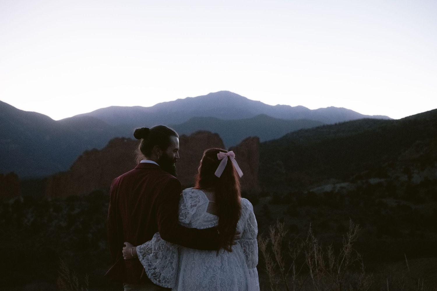 Blue hour photo from an elopement at Garden of the Gods Park in Colorado, Springs, Colorado.