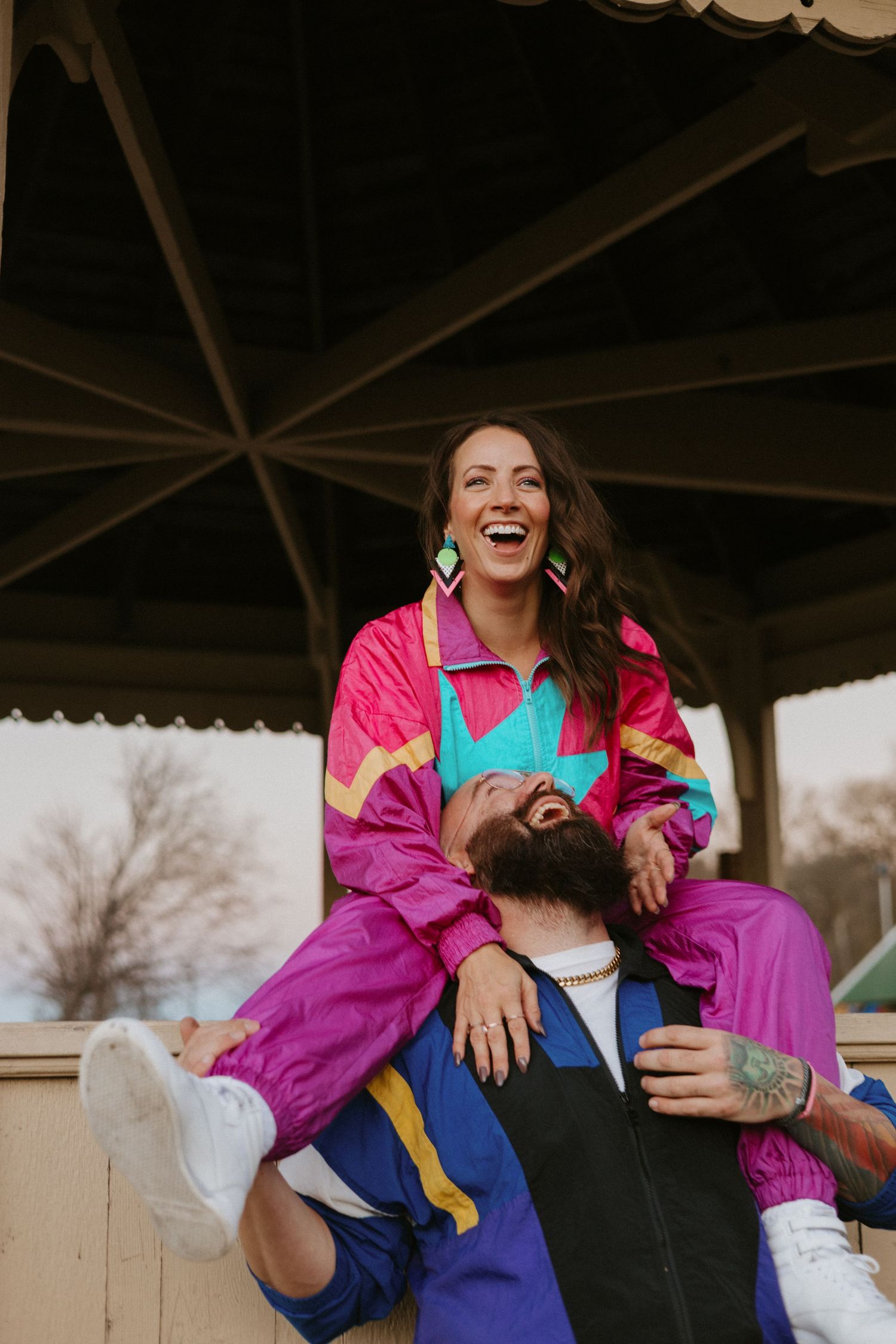80's inspired engagement session in Plattsmouth Nebraska