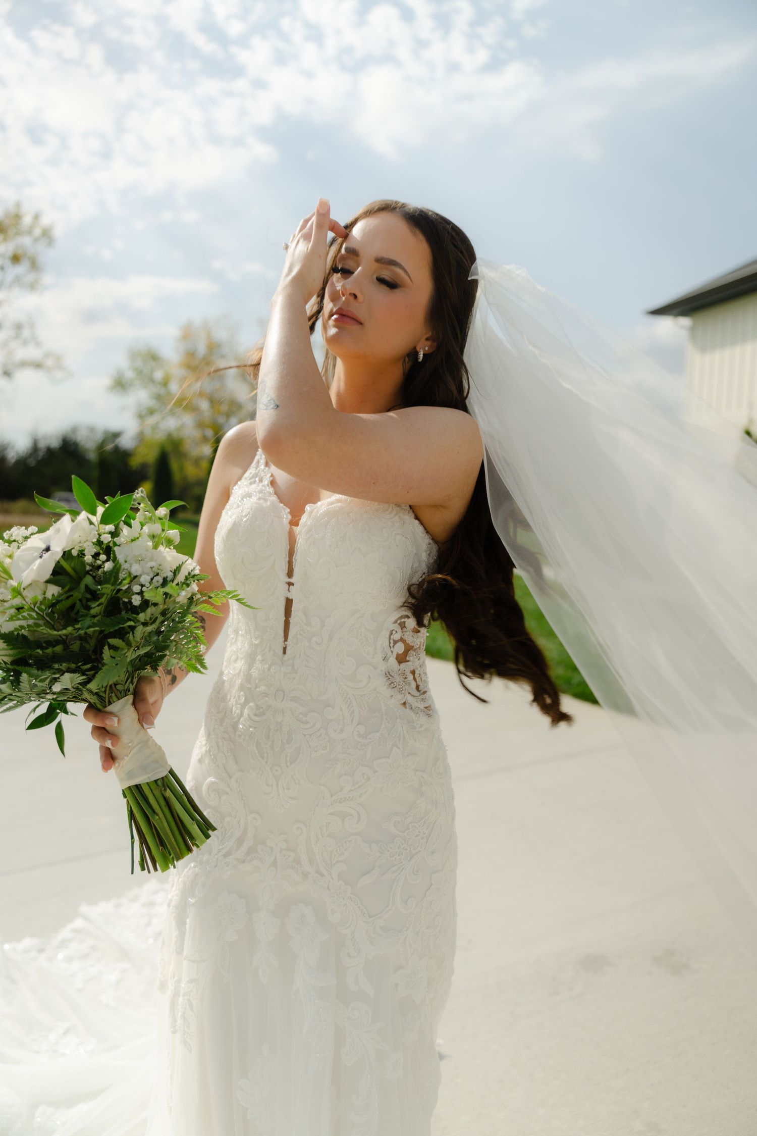 Elegant Bride Portrait at The Acreage in Palmyra Nebraska for a fall wedding.