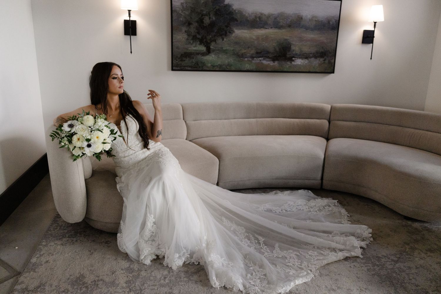 Elegant Bride Portrait at The Acreage in Palmyra Nebraska for a fall wedding.