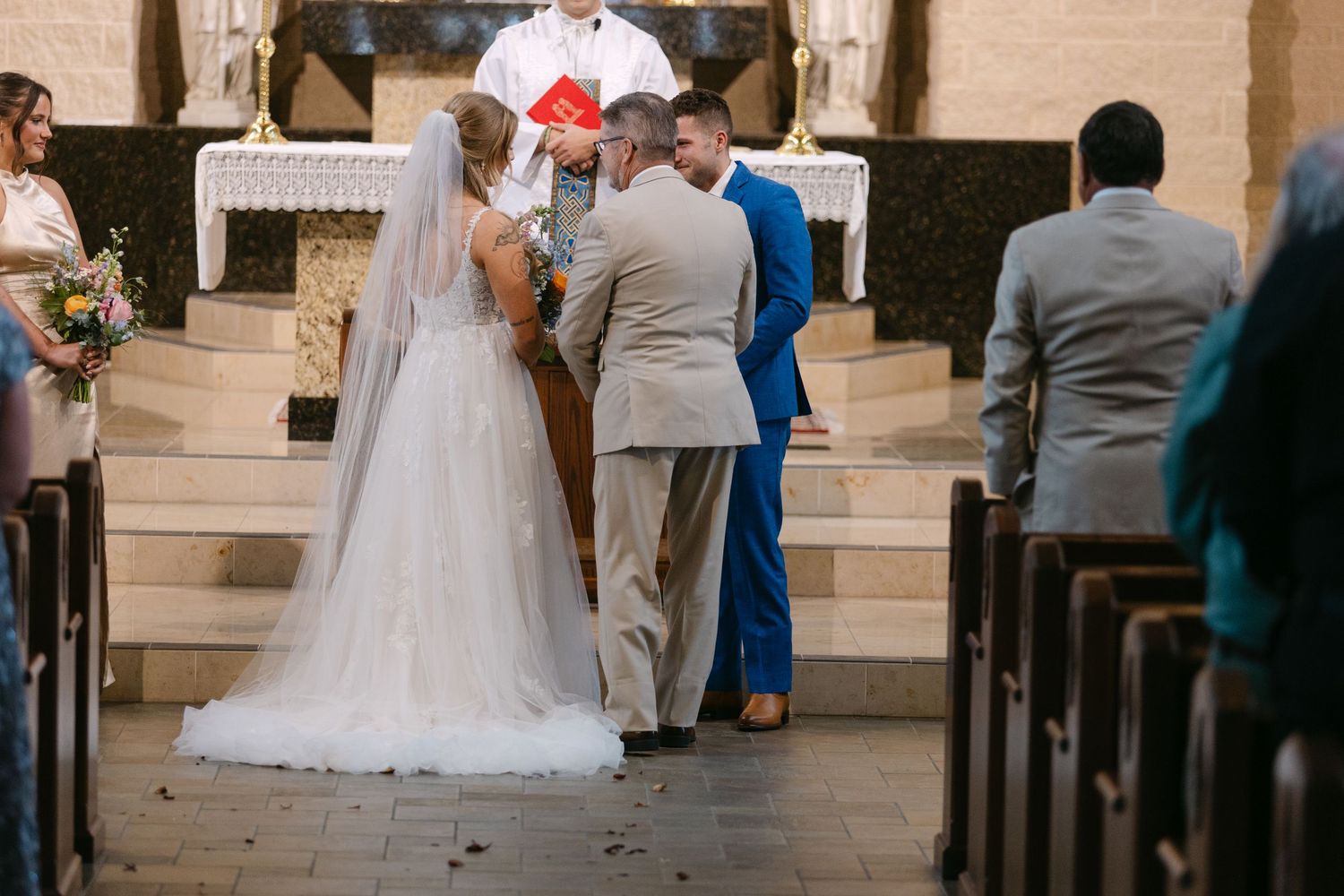 North American Martyrs Catholic Church wedding ceremony in Lincoln Nebraska