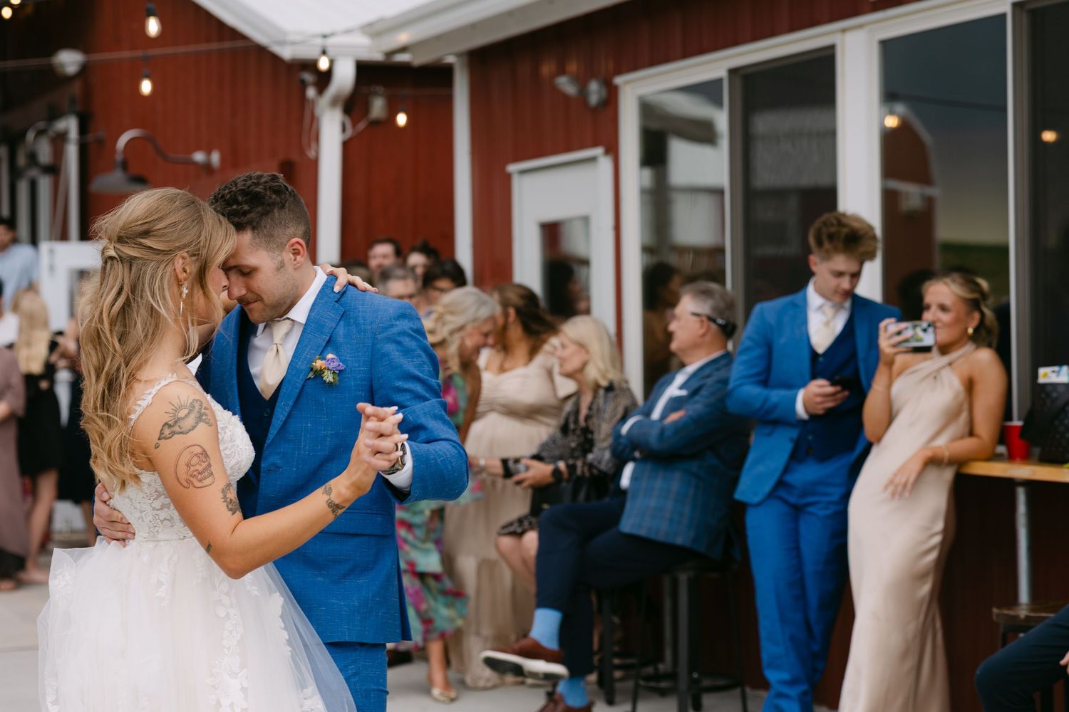 Bride and groom first dance at Sparks Barn Nebraska wedding reception