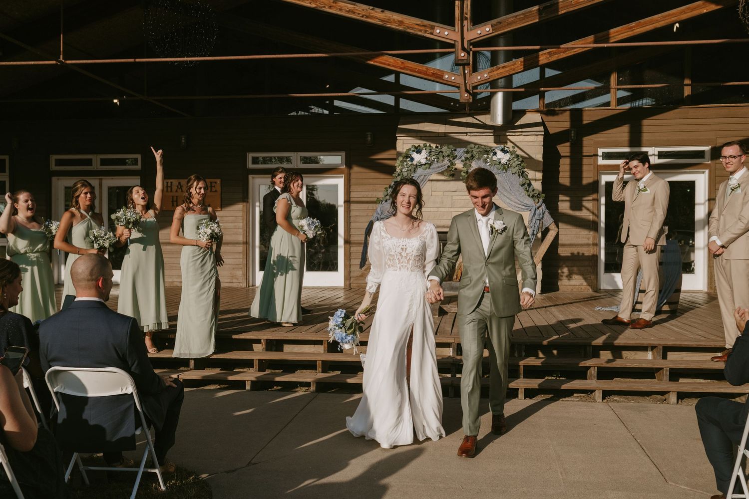 Outdoor wedding ceremony at Falconwood Park in Bellevue, Nebraska