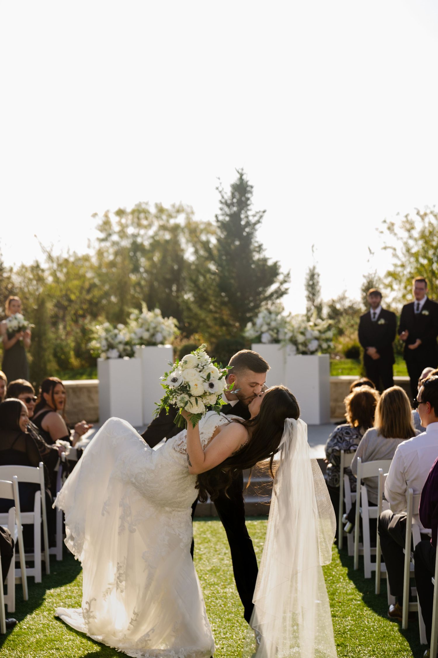 Ceremony photography at The Acreage in Palmyra Nebraska for a fall wedding.