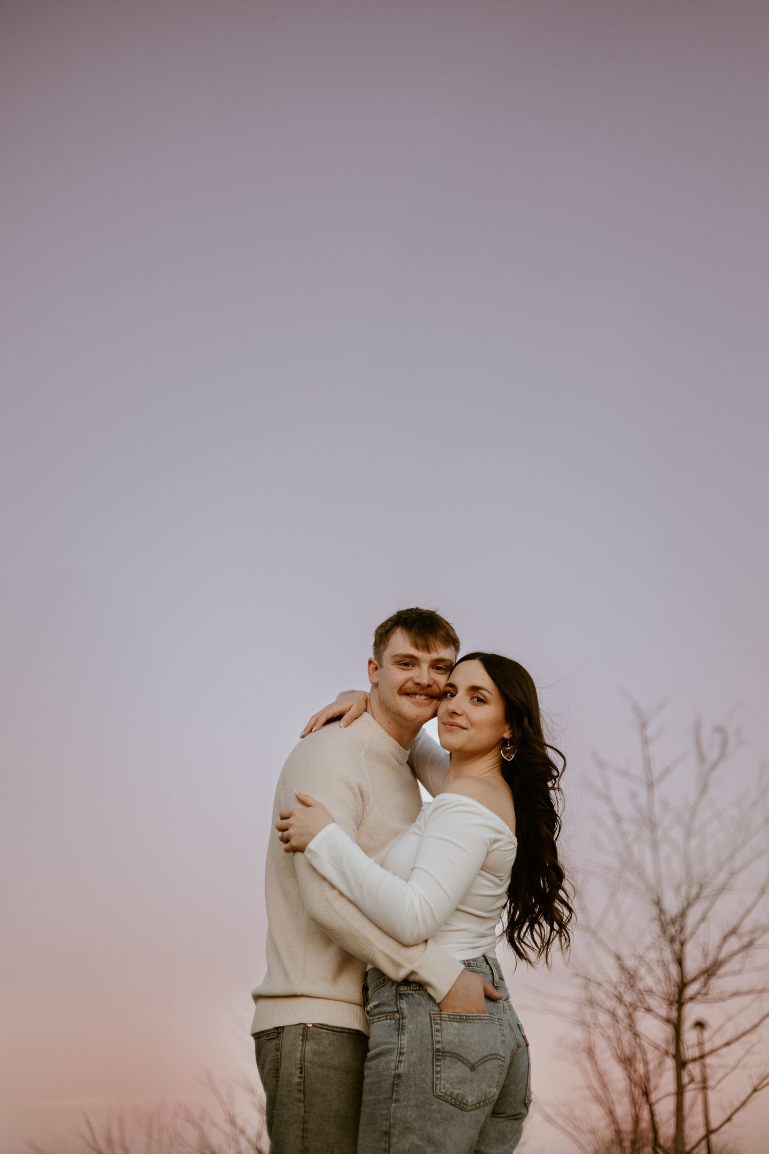 Old Market Omaha Nebraska, Couple engagement session at blue hour.