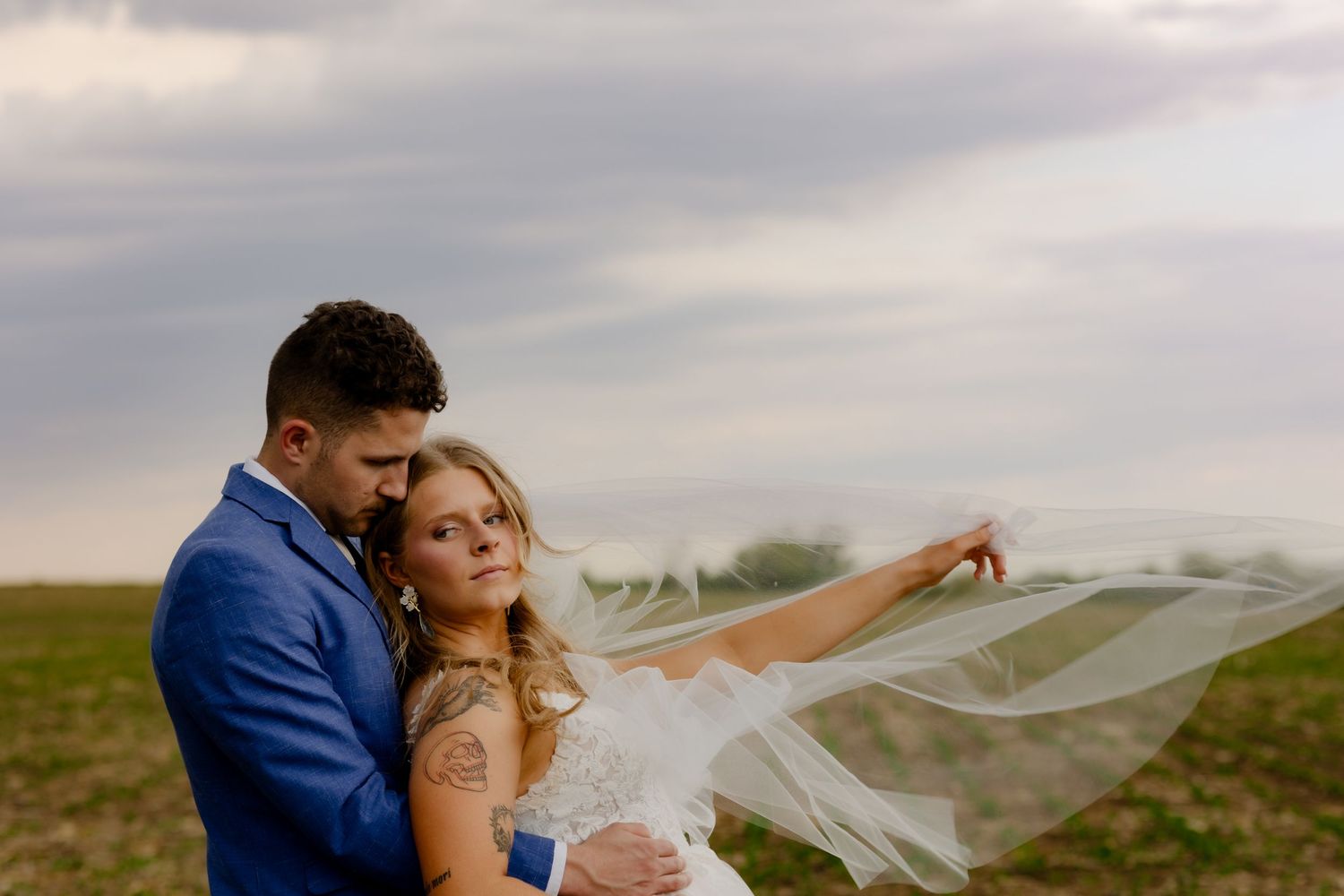 Couple portraits during golden hour at Sparks Barn Louisville Nebraska