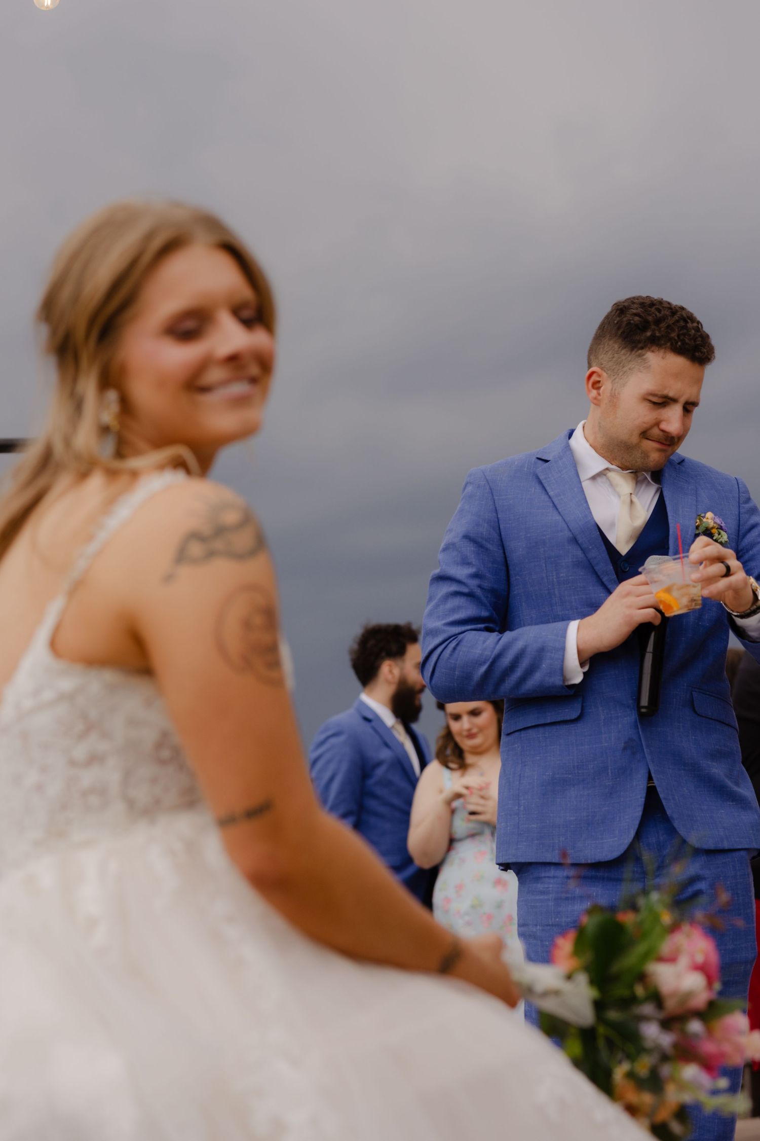 Candid speeches during Nebraska barn wedding reception at Sparks Barn