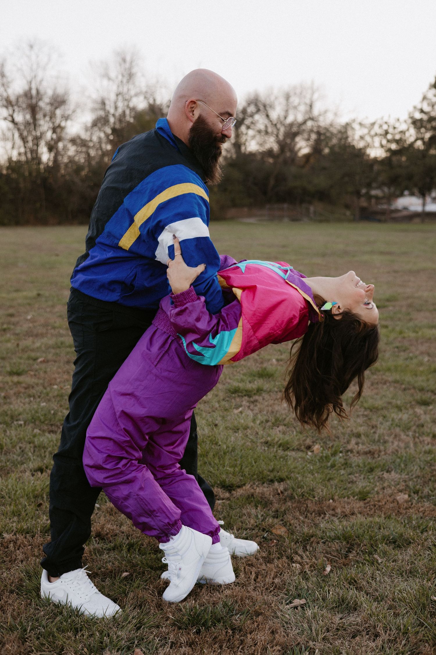 80's inspired engagement session in Plattsmouth Nebraska