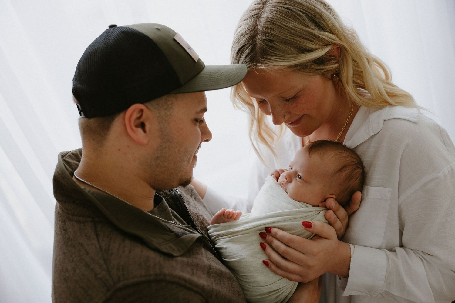 Lifestyle in studio newborn session in Plattsmouth Nebraska