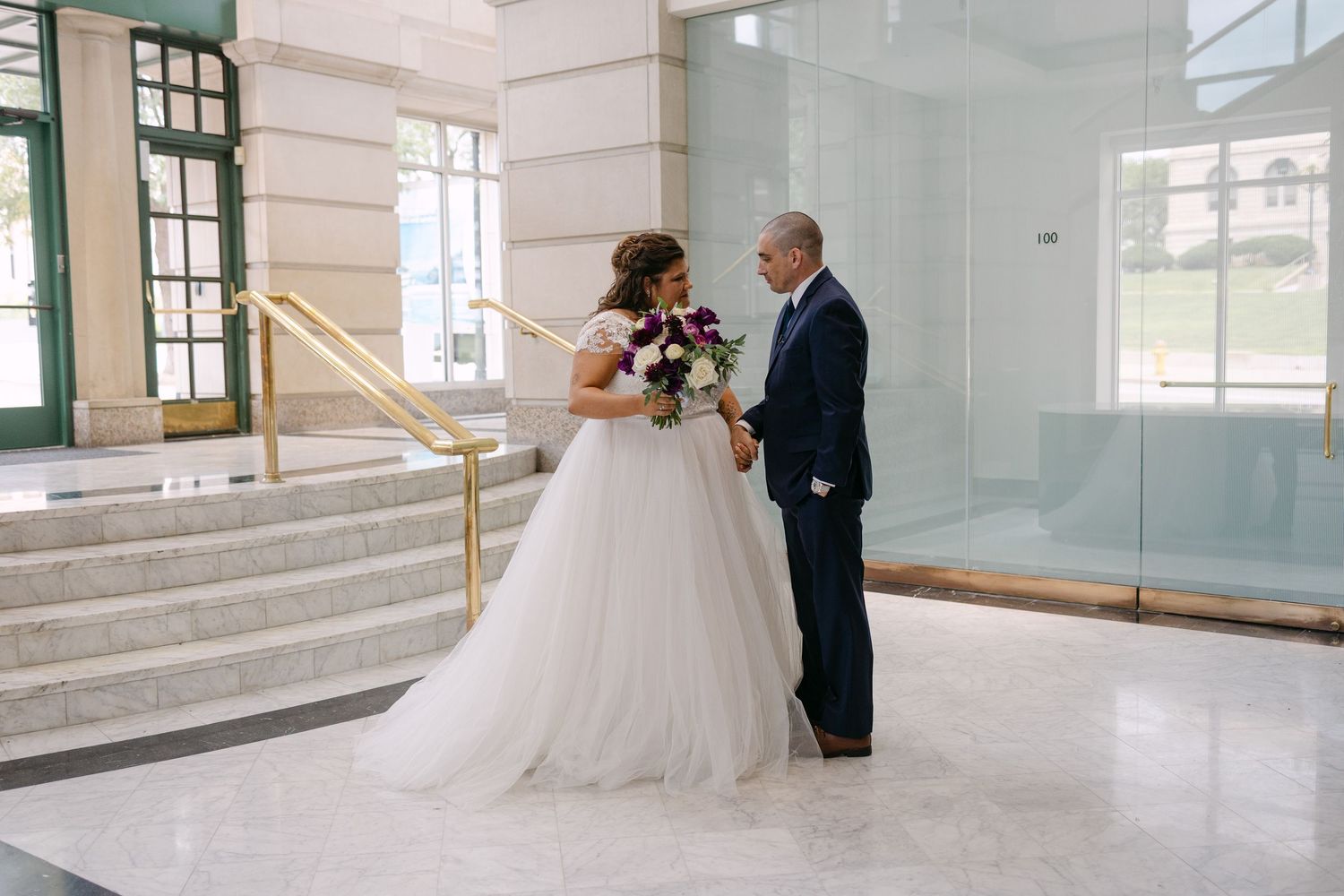 Leo Ballroom first Look with couple in Omaha Nebraska.