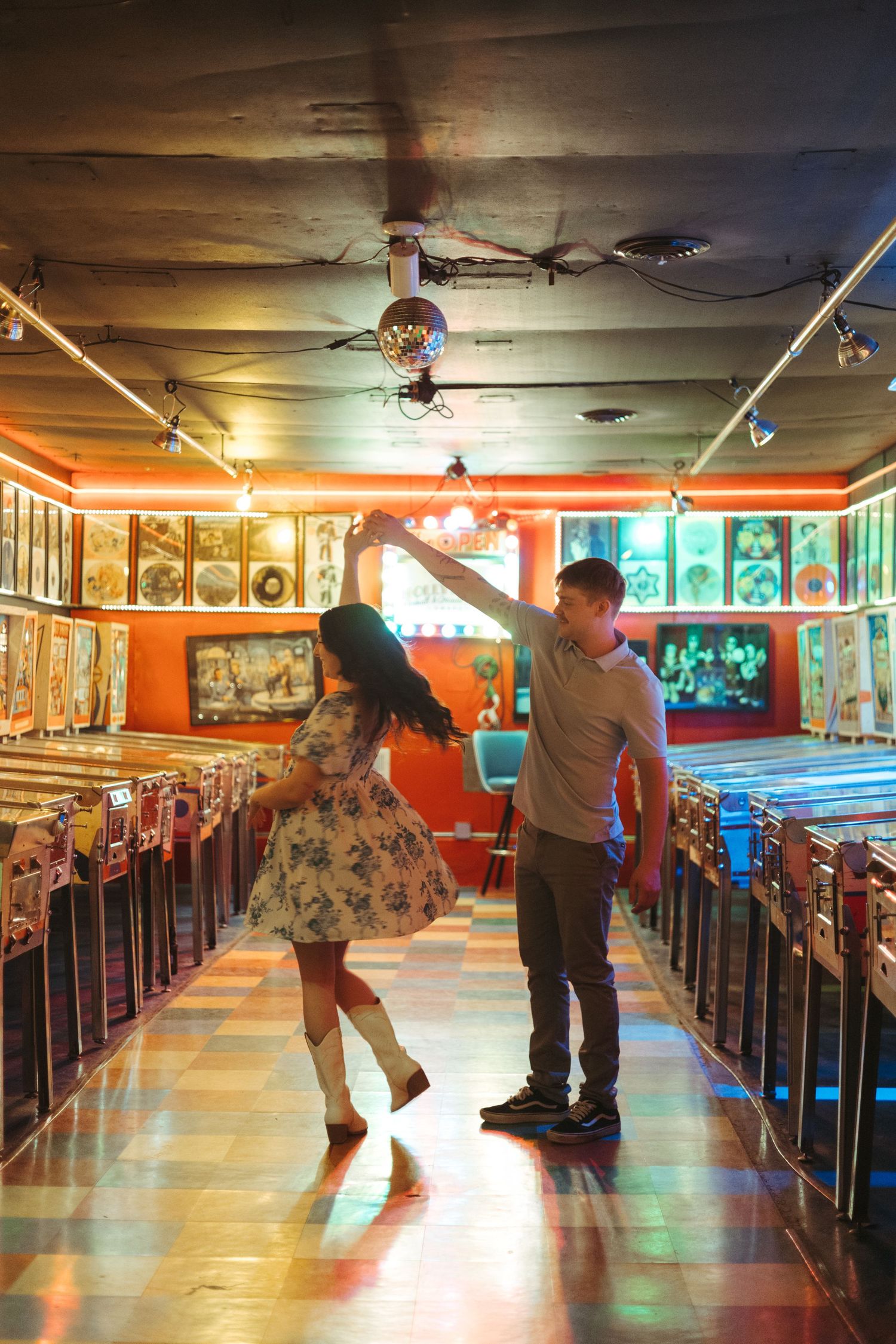 Old Market Omaha Nebraska, Couple engagement session in Hollywood Candy Store