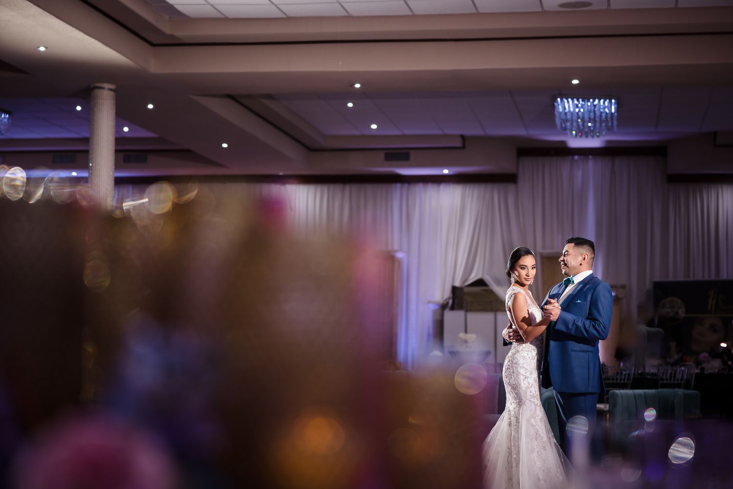 Romantic couple portrait at Houston wedding venue