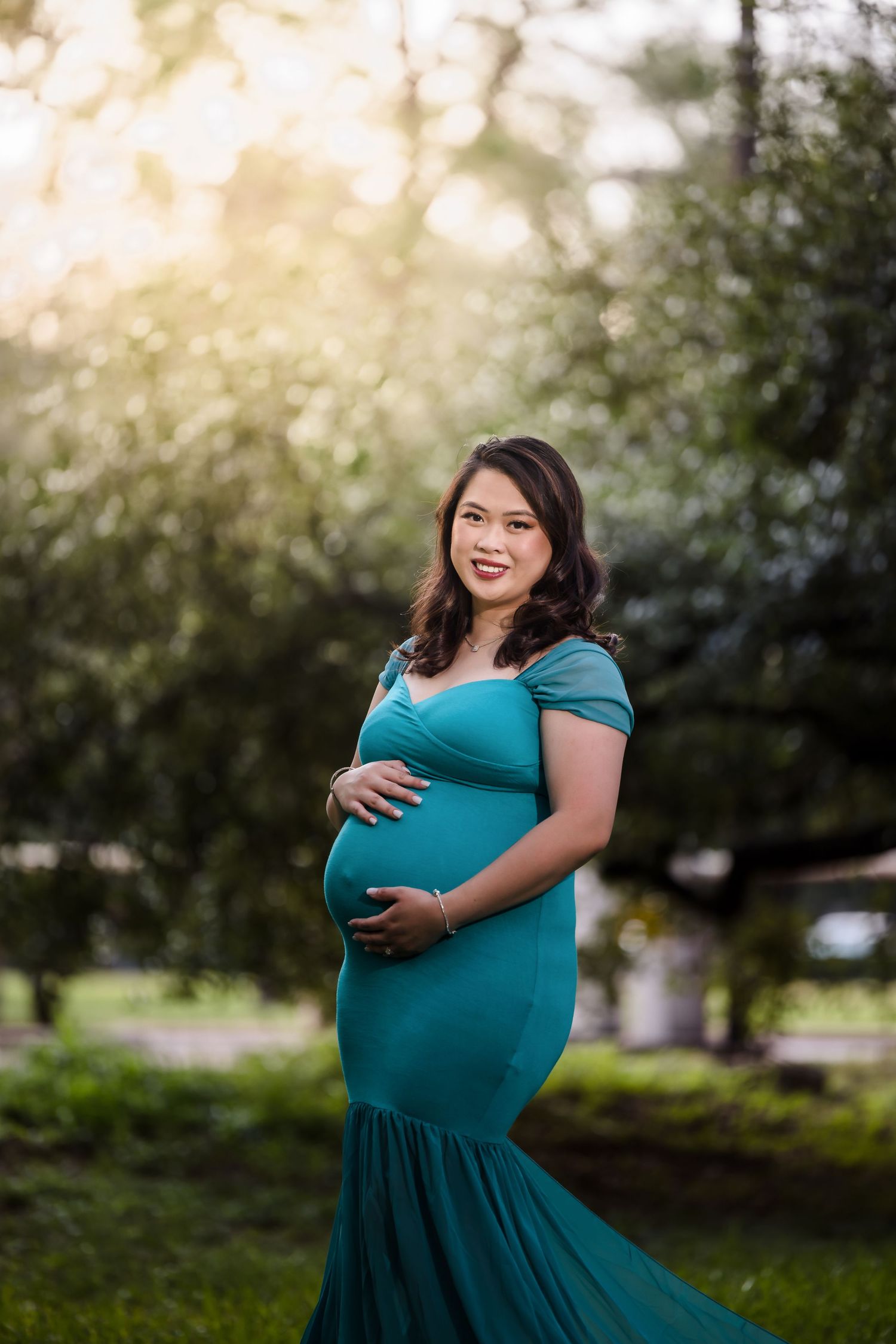 Outdoor maternity portrait at golden hour