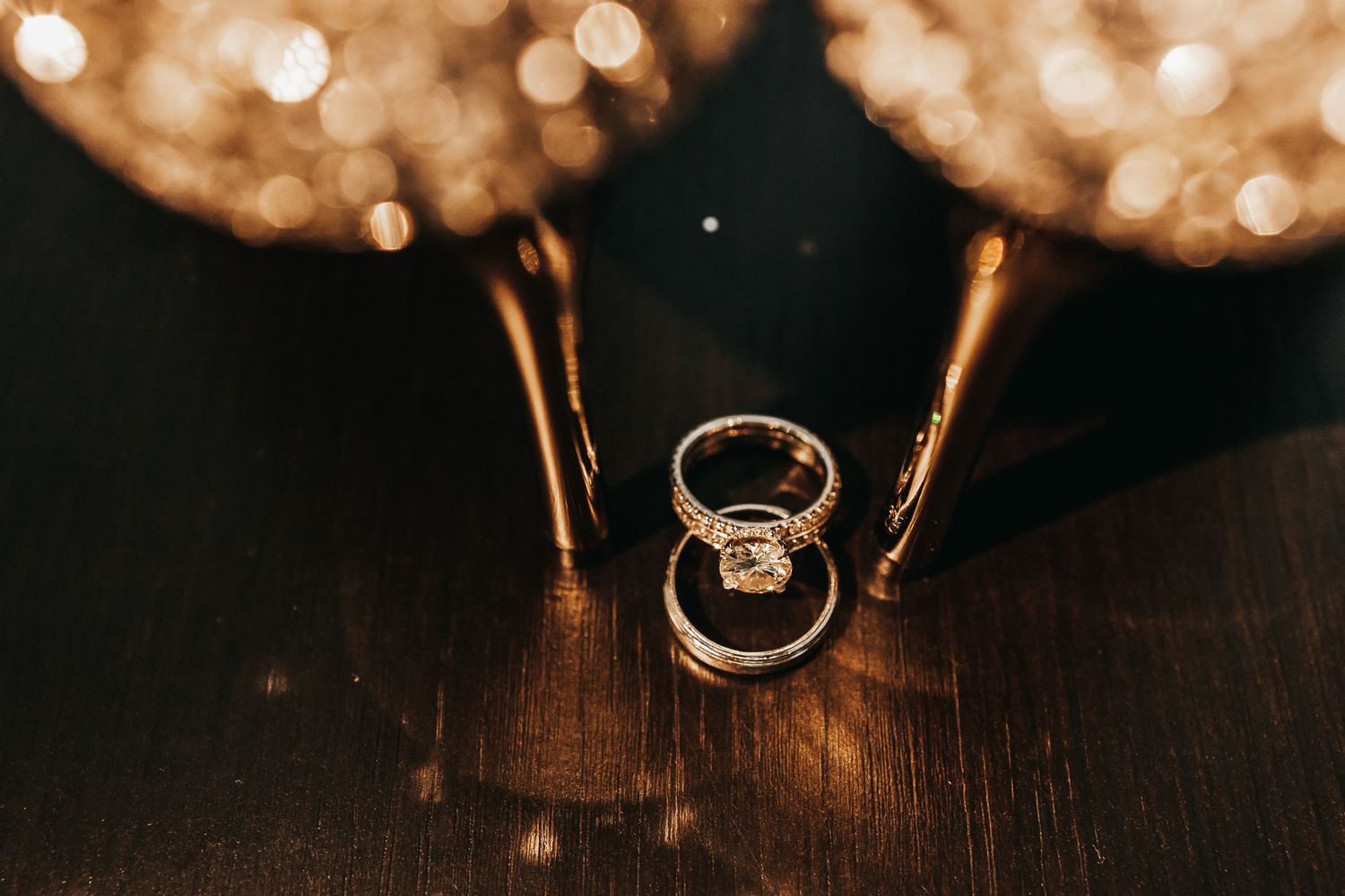 Close-up of diamond engagement ring
