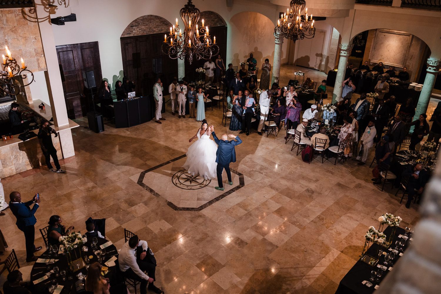 Carillon Ballroom reception from the balcony, Bell Tower on 34th