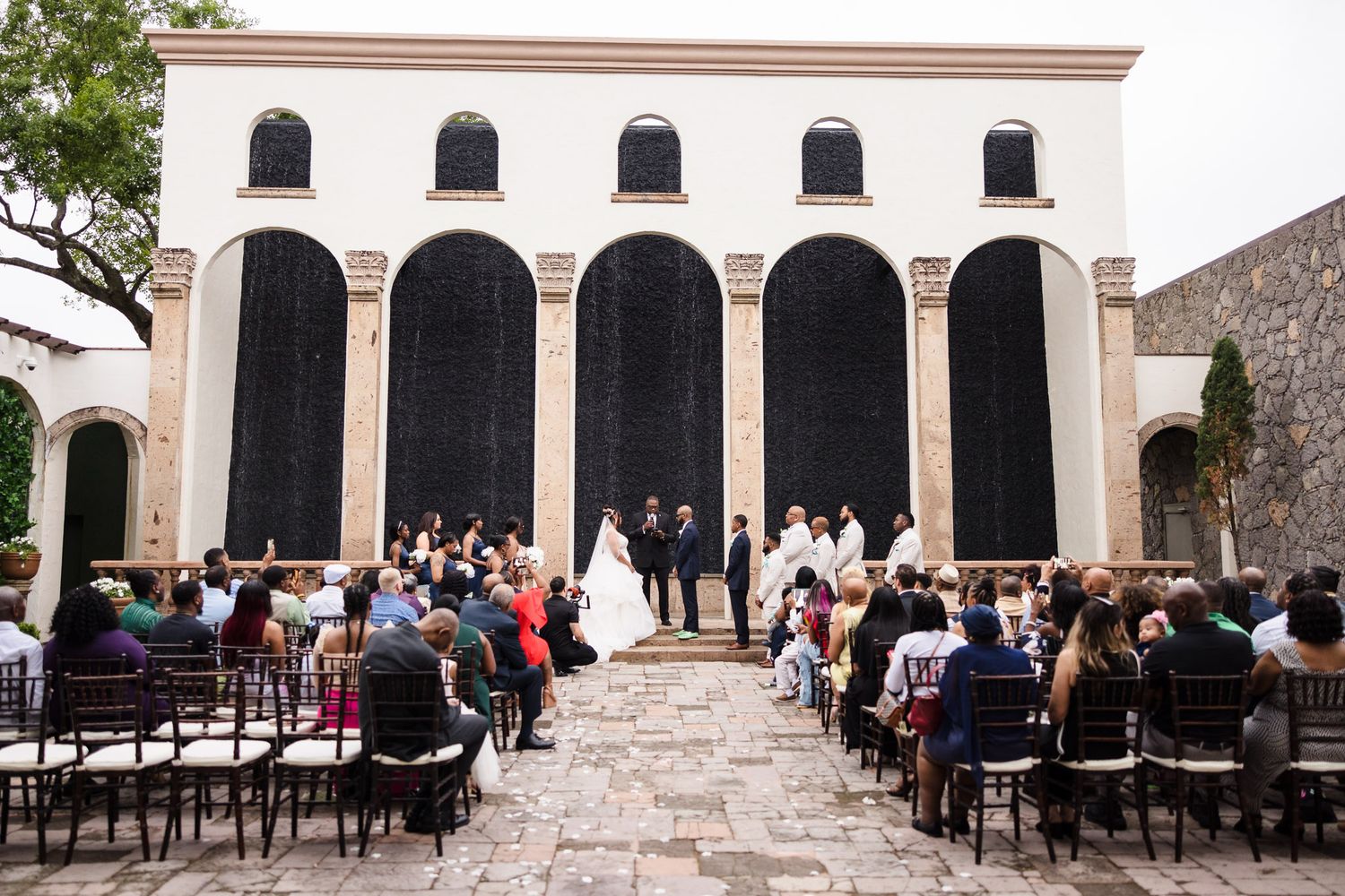 Wedding ceremony at the Waterwall, The Bell Tower on 34th Houston