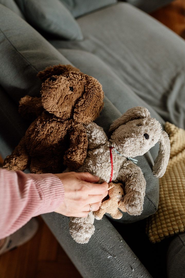 zwei sehr geliebte alte Kuscheltiere