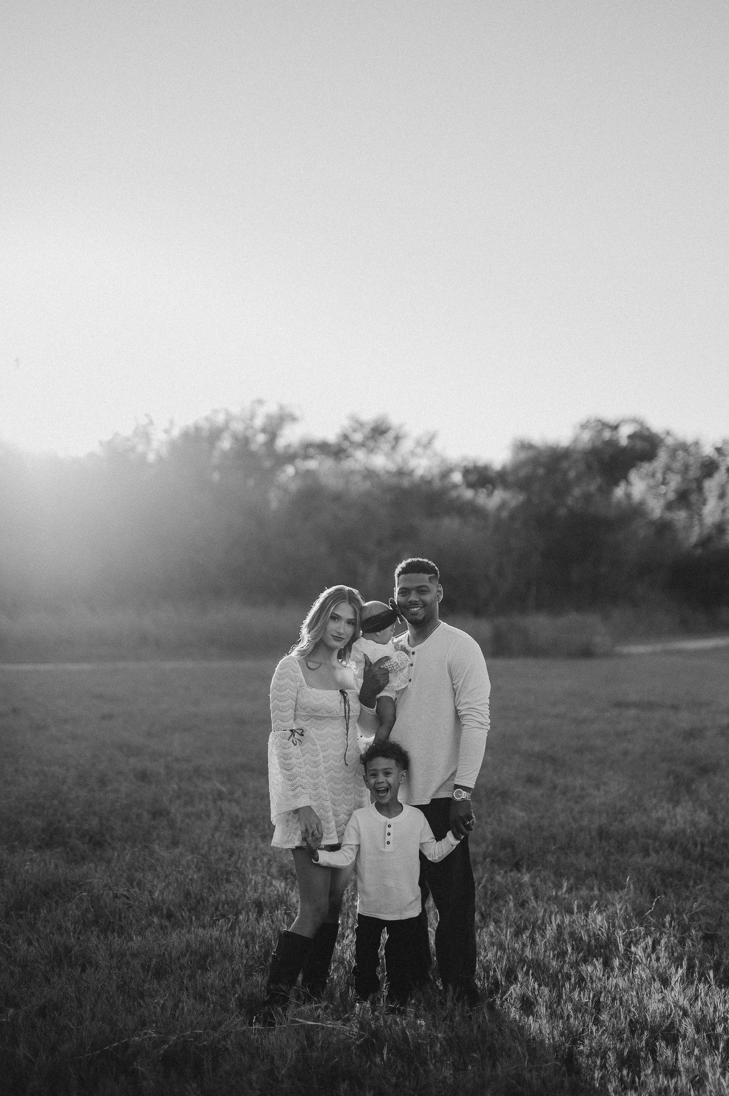 Family in field in Weatherford, Tx