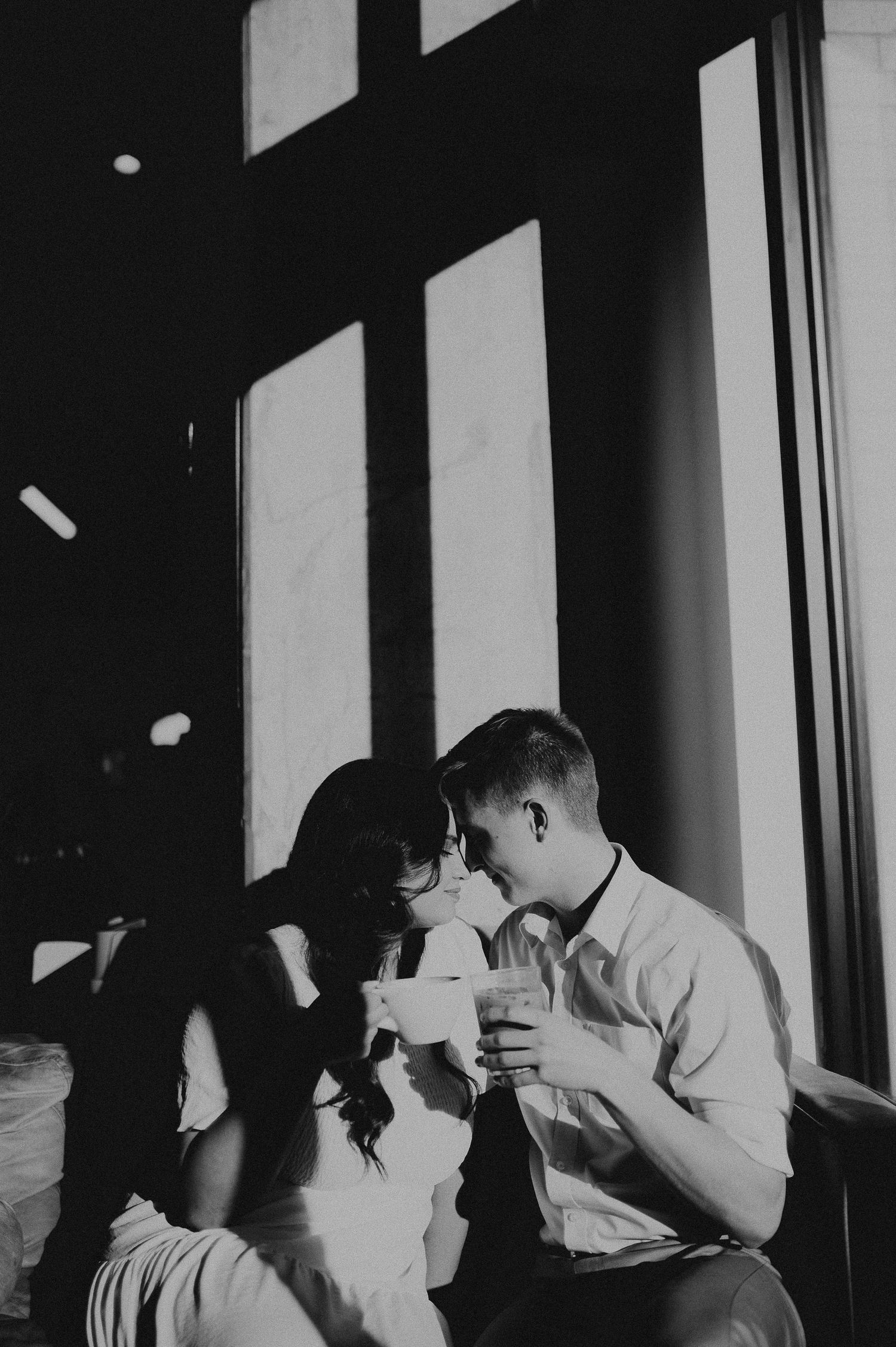 Engagement session at a coffee shop in Fort Worth