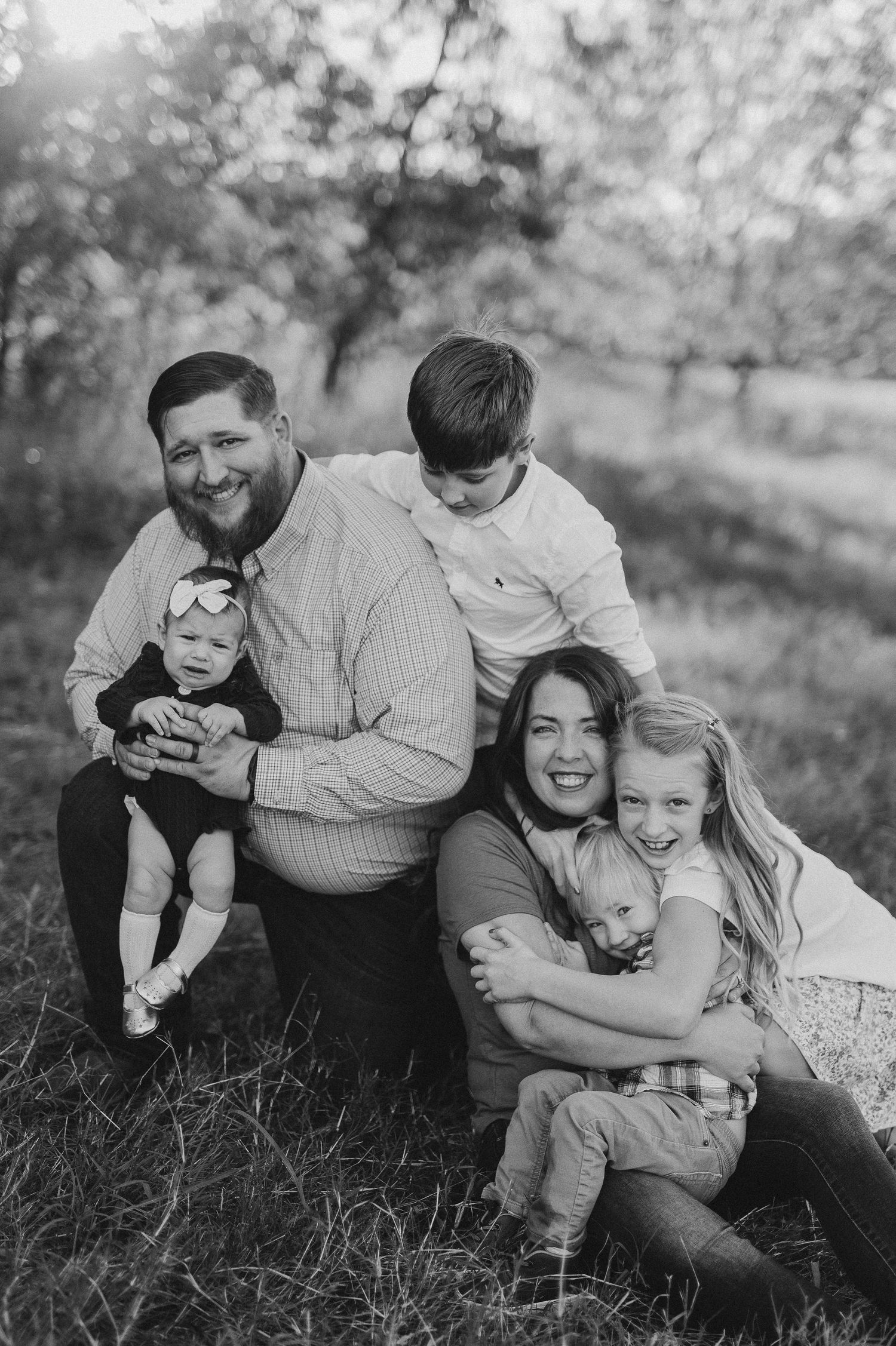 Family of six in a field in Weatherford, Tx