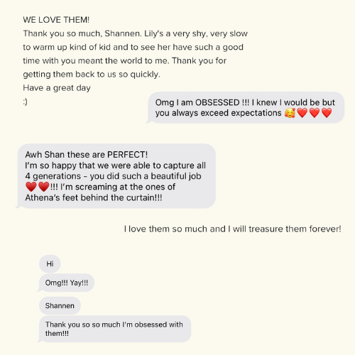 Enthusiastic social media comments and reactions showing love and appreciation.