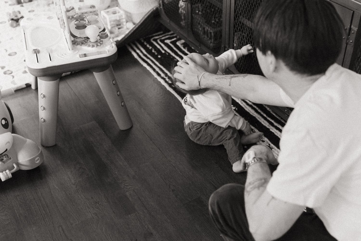 A sequence of intimate indoor photos capturing quiet moments in natural light.